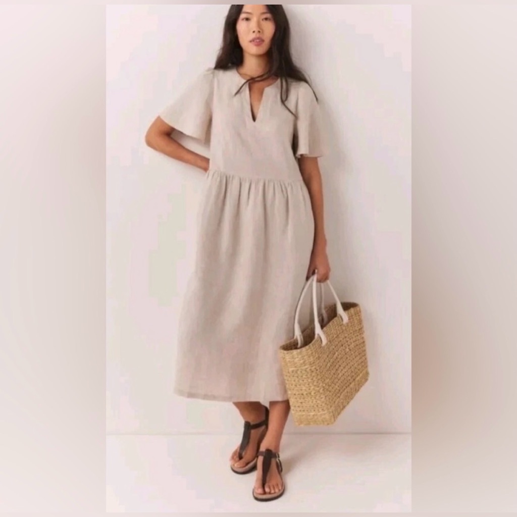 The White Company Flax Linen Midi Dress U.S. Size 10